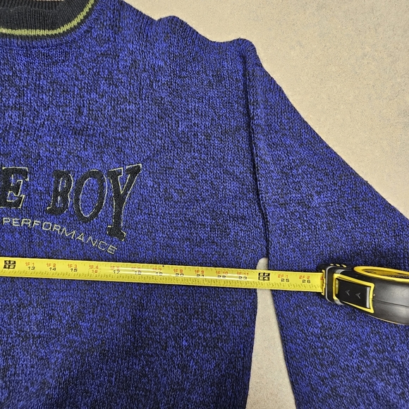 VTG Bugle Boy Sweater Men's L Blue Knit Streetwear Logo 80s 90s - Picture 6 of 7